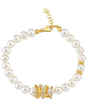 LINYA JEWELLERY Amour Caged Pearl Bracelet, Wedding Jewellery - Metallic