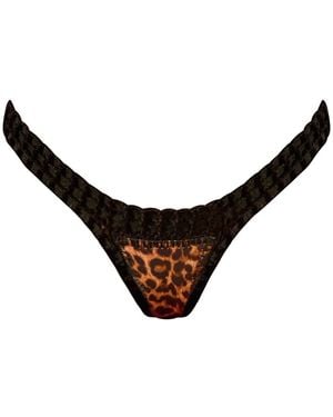 Luxsea Swimwear Renae Leopard Print Crochet Bikini Bottom - Black