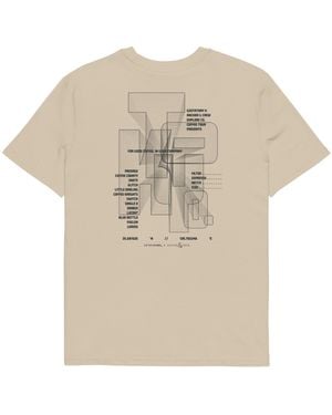 Anchor and Crew Neutrals Desert Dust Gustatory Tokyo Coffee Scene Organic Cotton Embroidered T-Shirt - Natural