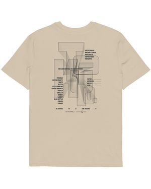Anchor and Crew Neutrals Desert Dust Gustatory Tokyo Coffee Scene Organic Cotton Embroidered T-Shirt - Natural