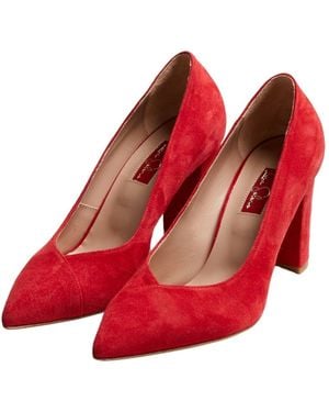Luna Selene Monroe Suede Pump With Block Heel - Red