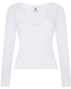 Not Basics Organic Cotton V-Neck Long Sleeve T-Shirt - White
