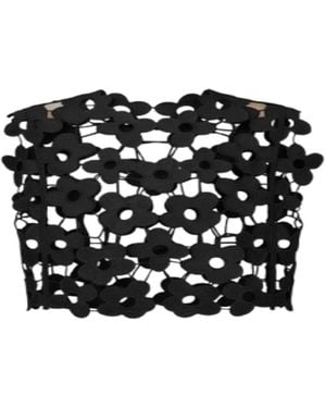 Saachi Floral Open Knit Vest Top - Black