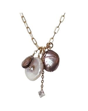 Rare Matters Jewelry Radiance Charm Coin Pearl Necklace - Metallic