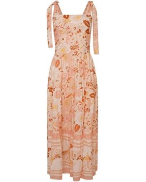 LAtelier London Celia Floral Retro Print Midi Sundress - Orange