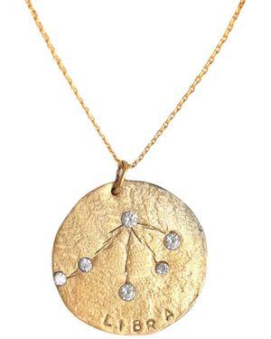 Lily Flo Jewellery Libra Solid & Diamond Pendant Necklace - Metallic