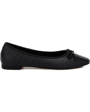 Rag & Co Paper Rings Raffia Ballet Flats - Black