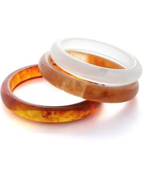 Hye Jane Jewelry Neutrals Honey Tortoise Resin Bangle Set - Orange