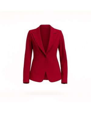 Tantra Spain Sl Fitted Jacket With Lapels, Single-Button Closure, And Faux Pockets, Burgandy - Red
