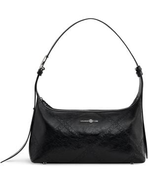 Orange Cube Ruched Shoulder Bag - Black