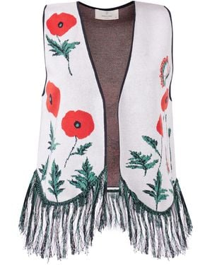 Peraluna Poppy Tasseled Organic Cotton Knit Waistcoat - Multicolor