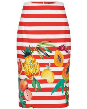 Marianna Déri Pencil Skirt With Tropical Print - Red