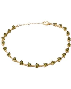 Harfi Peridot August Birthstone Heart Tennis Plated Bracelet - Metallic