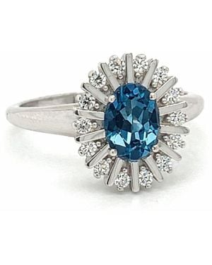 Talismania Jewelry Headwaters Oval London Topaz Ring Sterling - Blue