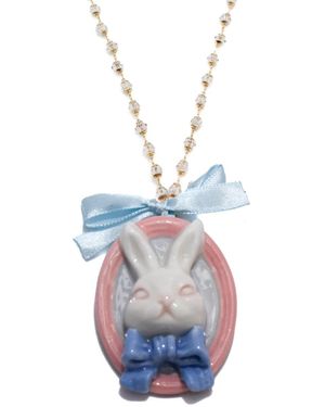 H2 Studio Grumpy Bunny Portrait Rabbit Multi Use Brooch Pendant Necklace Light - Blue