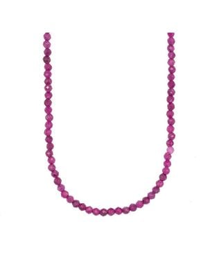 Becket + Quill Mini Ruby Beaded Necklace - Pink