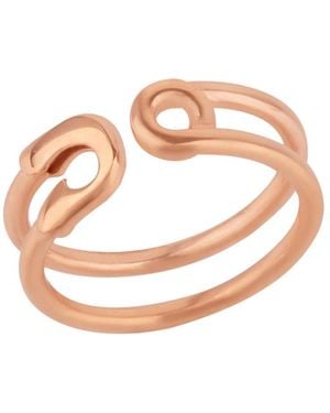 Spero London Sterling Safety Pin Ring - Pink