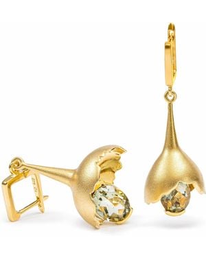 German Kabirski Gobl Core Sculptural Bell Plated Earrings With Amethyst - Metallic