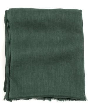 Variously Moss Dark Soft Linen Silk Handwoven Artisanal Scarf - Green