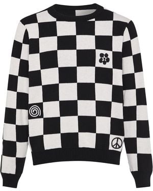 INGMARSON Embroidered Checked Wool & Cashmere Jumper - Black