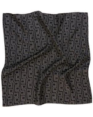 Dāl the Label Monogram Silk Scarf - Black