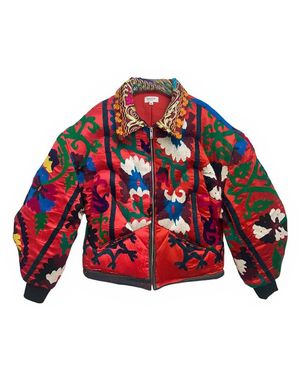 Zasta Studio Unknown Tapestries Silk Bomber Jacket Medium B - Red