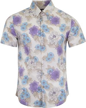 lords of harlech Neutrals Tim Flower Bed Shirt - Blue