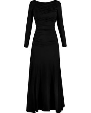 ALINA CERNĂTESCU Agua Maxi Draped Day Cocktail Office Viscose Dress - Black