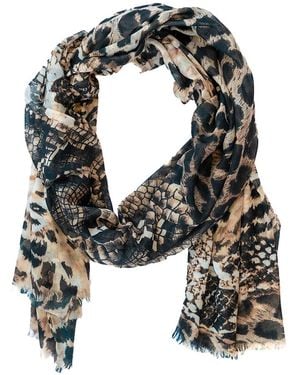Circular Path Neutrals Animal Print Scarf - Green