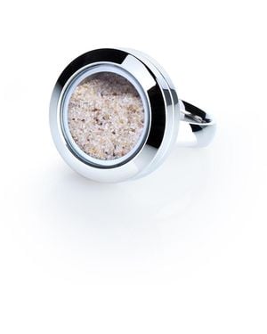 My Little Nature Neutrals Designer Statement Ring With Natural Sand – Neutral Tones & Vacation Jewellery - Blue