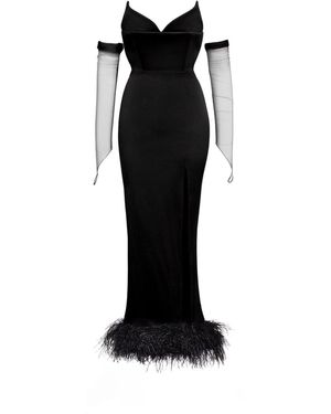 Benedetto Strapless Feather Dress - Black