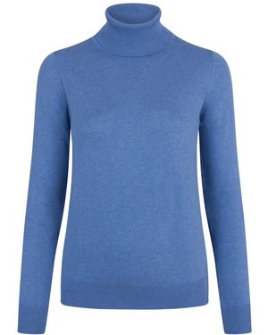 Paul James Knitwear Ultra Fine Cotton Terri Roll Neck Long Sleeve Jumper - Blue
