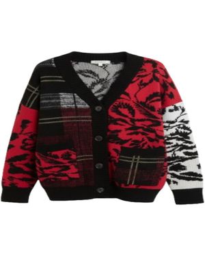 Saachi Floral Plaid Cardigan - Red