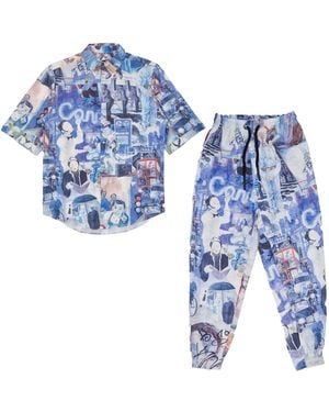 mysimplicated Short Sleeve Shirt And Pants Set - Blue