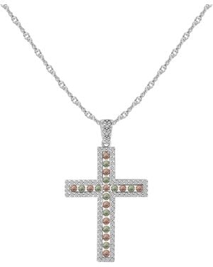Arte Madrid Cruz Timeless Mosaic Cross Pendant Necklace - Metallic