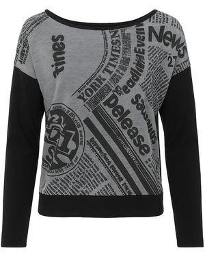 Conquista Print & Sheer Low Back Top - Black