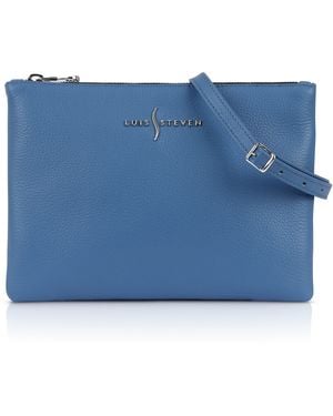 Luis Steven Crossbody Pouch- Cobalt Pebble Leather - Blue