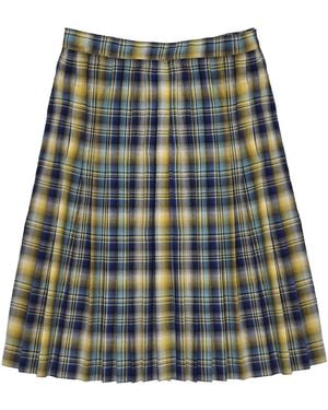 28Natelier Plaid Pleated Skirt - Blue