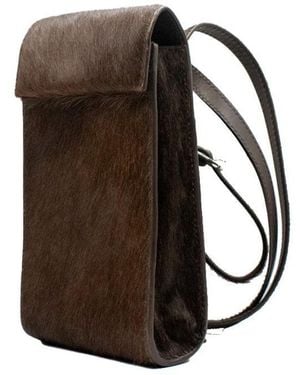 godi. Handmade Cow Hair Crossbody Essentials Bag – Hair-On Hide Phone Pouch - Brown