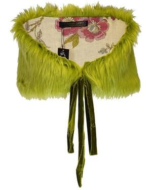 Jennafer Grace Moss Faux Fur Velvet Knot Stole - Green