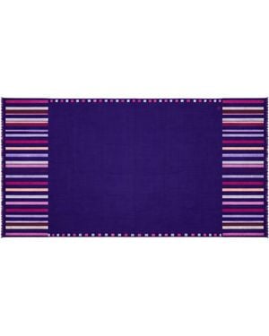 Pink Maharani Cashmere Stole With Fringed Edges - Purple