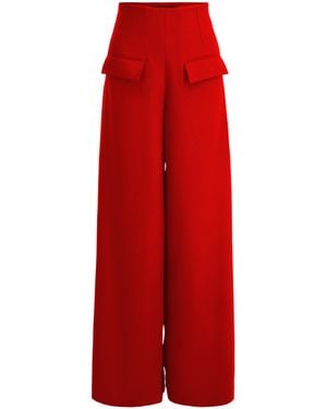 Layo G Stretch Wide-Leg Dress Trousers — Crimson - Red