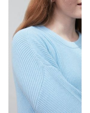 Paul James Knitwear Cotton Tiffany Ribbed Crew Neck Jumper - Blue