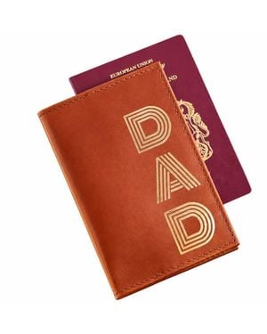 VIDA VIDA Tan Leather Passport Cover With Dad - Red