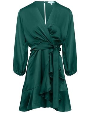 Urban Touch Long Sleeve Wrap Front Dress Chocolate - Green