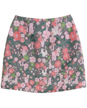 Louche Aubin Fairytale Jacquard Mini Skirt - Red