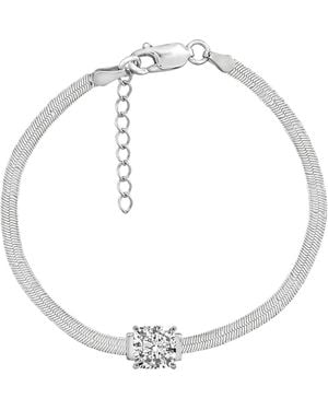 Diamonbliss Sterling Princess Cut Herringbone Bracelet - Metallic