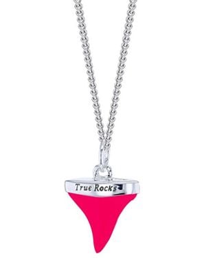 True Rocks Neon Pink & Sterling Silver Mini Sharks Tooth Pendant - Red