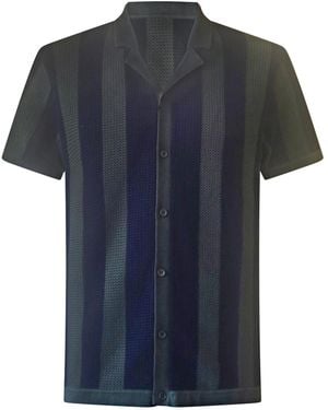Vustra Eclipse Stripe Flatknit Camp Shirt - Blue