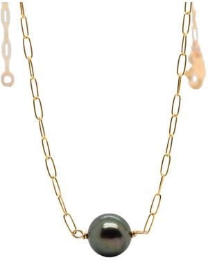 Lori Kaplan Design Single Tahitian Pearl Choker - Metallic